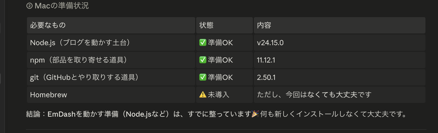 Macの準備チェック